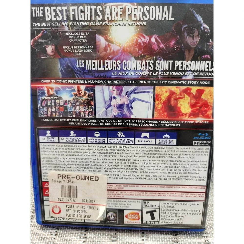 Tekken 7 Day 1 Edition Sony PS4 Video Game Bandai Namco T Teen Fighting NTSC